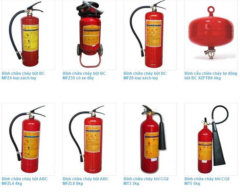 Dimensions of fire protection equipment.