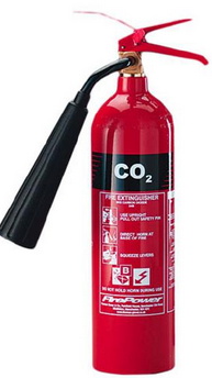 How are CO2 fire extinguishers manufactured and used?