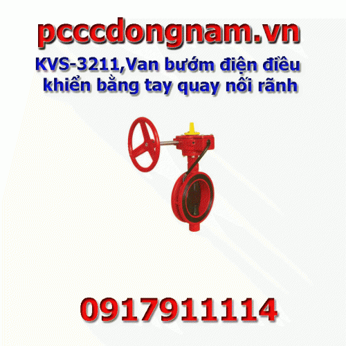 KVS-3211,Electric butterfly valve with grooved handwheel