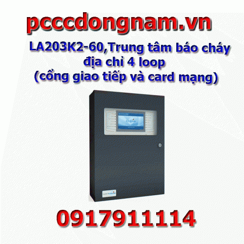 LA203K2-60, 4 loop addressable fire alarm center (communication port and network card)