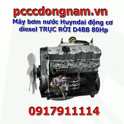 Máy bơm nước Huyndai động cơ diesel TRỤC RỜI D4BB 80Hp