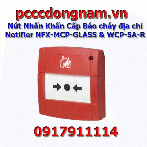 Nút Nhấn Khẩn địa chỉ Notifier ngoài trời NFX-MCP-GLASS WCP-5A-R