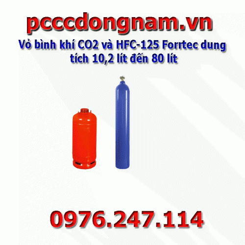 CO2 and HFC-125 Forrtec cylinders from 10 liters to 80 liters