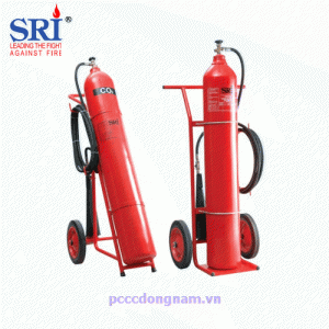 CO2 Carbon Dioxide fire extinguishers on trolleys of 32kg and 45kg