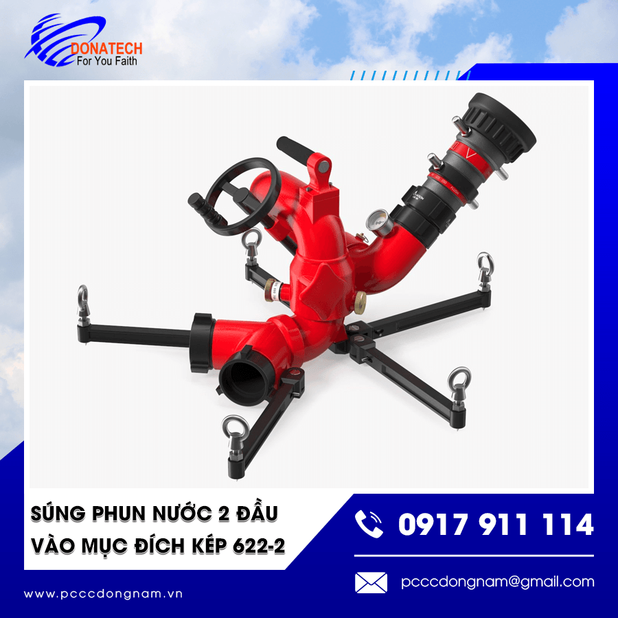 Súng phun chữa cháy 2 đầu vào 622-2 dùng cho công nghiệp và tàu biển