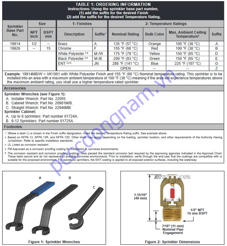 Đầu Phun Sprinkler Viking VK1001