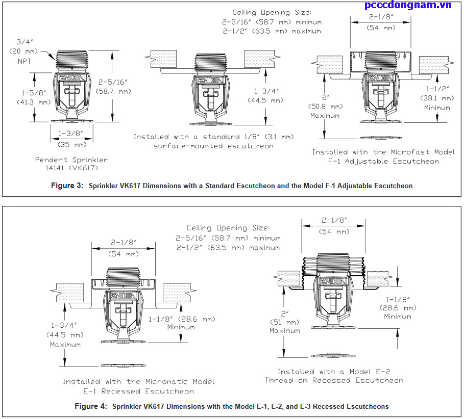 Đầu Phun VK617 Microfast EC QREC Light Hazard ELO Fusible Element Pendent Spk (K11.2)