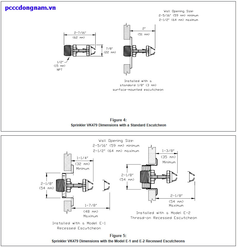 Đầu Phun Viking chữa cháy Phun Ngang VK479