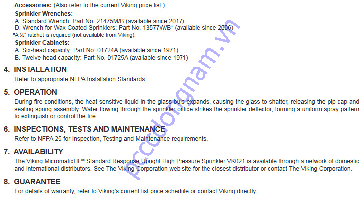 Đầu Phun Viking hướng lên VK021