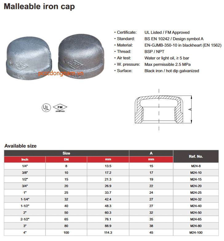 Đầu bịt ống thép hiệu TPMCSTEEL