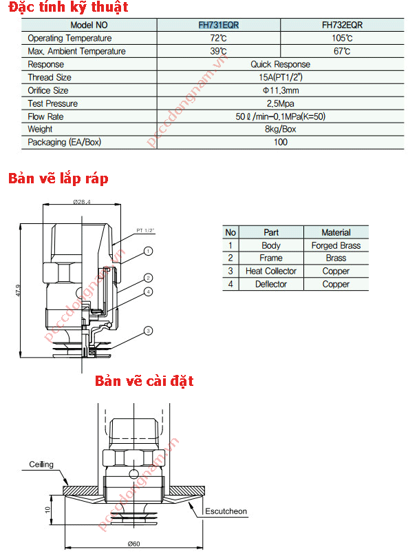 Đầu phun Sprinkler FH732EQR