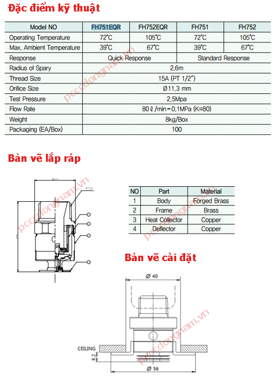 Đầu phun Sprinkler FH751EQR