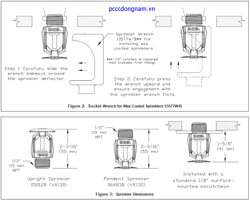 Đầu phun Viking VK130,VK132 làm bằng thép không gỉ