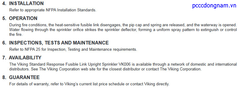 Đầu phun Viking thẳng đứng VK006