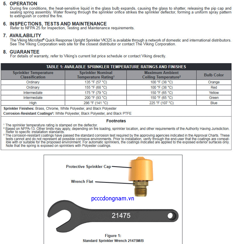 Đầu phun chữa cháy Viking VK325