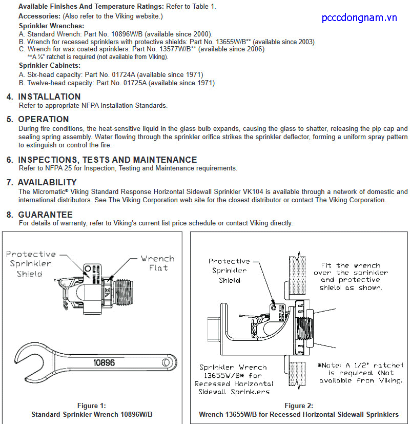 Đầu phun hướng ngang Viking VK104