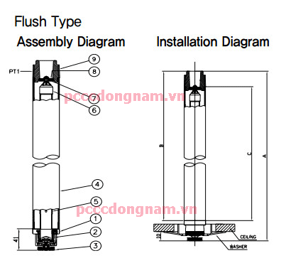 Đầu phun hở Sprinkler FH473 (Flush Type)