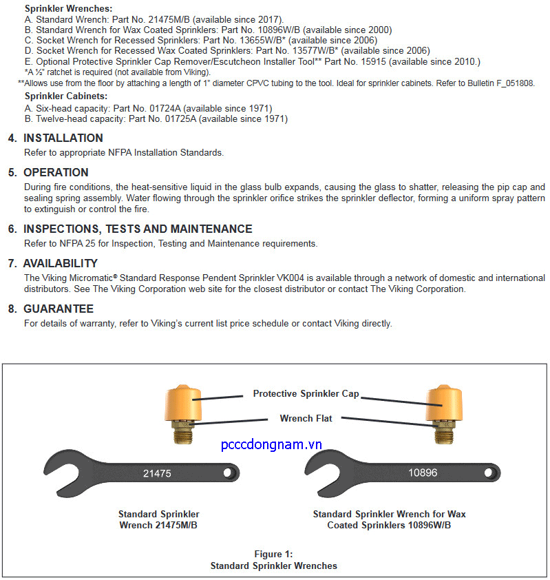 Đầu phun phản ứng tiêu chuẩn độc lập Viking VK004