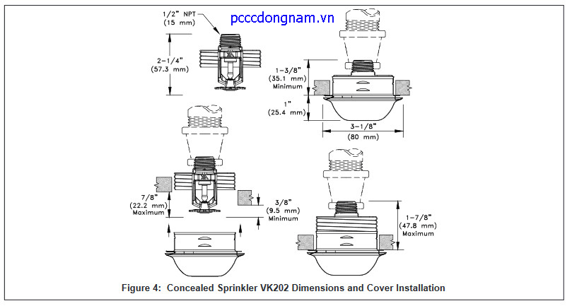 Đầu phun phản ứng tiêu chuẩn che giấu Viking VK202 D