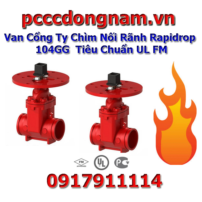 104GG : Van Cổng Ty Chìm Nối Rãnh Rapidrop Tiêu chuẩn UL FM