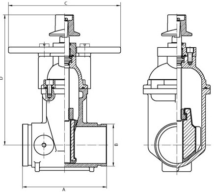 104GG : Van Cổng Ty Chìm Nối Rãnh Rapidrop Tiêu chuẩn UL FM