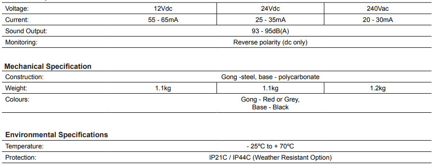 Chuông báo cháy điện từ 24 V DC IP44 (màu đỏ), Thiết Bị Notifier Honeywell 74432-88NM