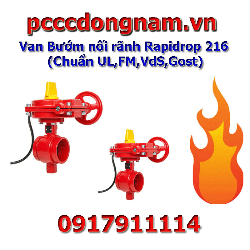 Van Bướm Nối Rãnh Rapidrop 216 (Tiêu Chuẩn UL, FM, VdS, Gost)