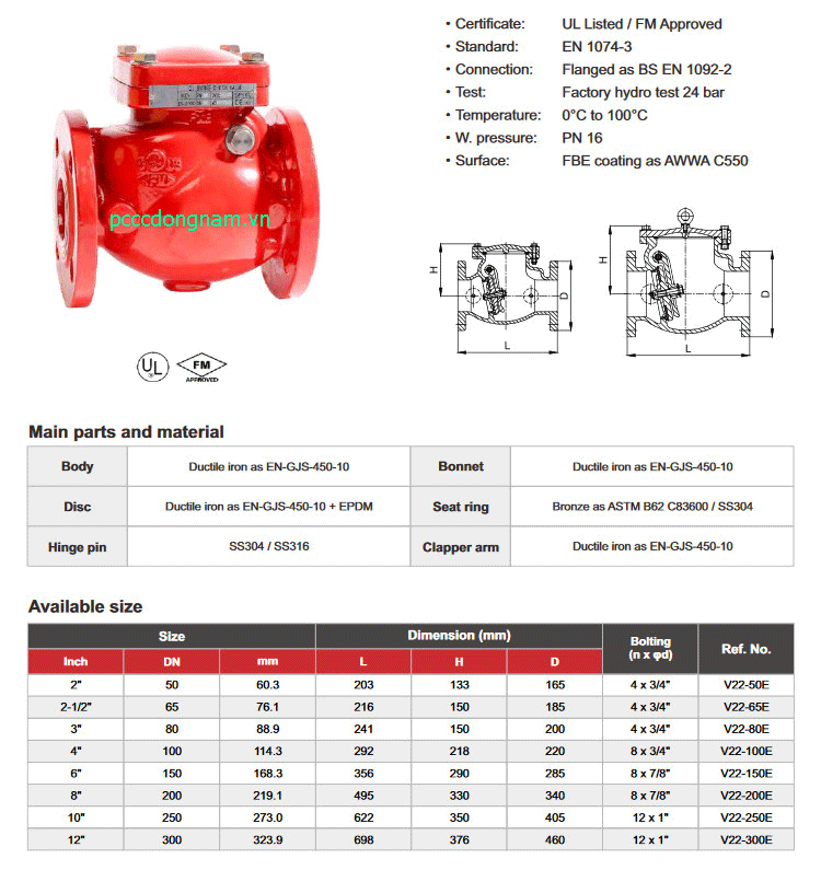 Check valve, Flanged swing check valve