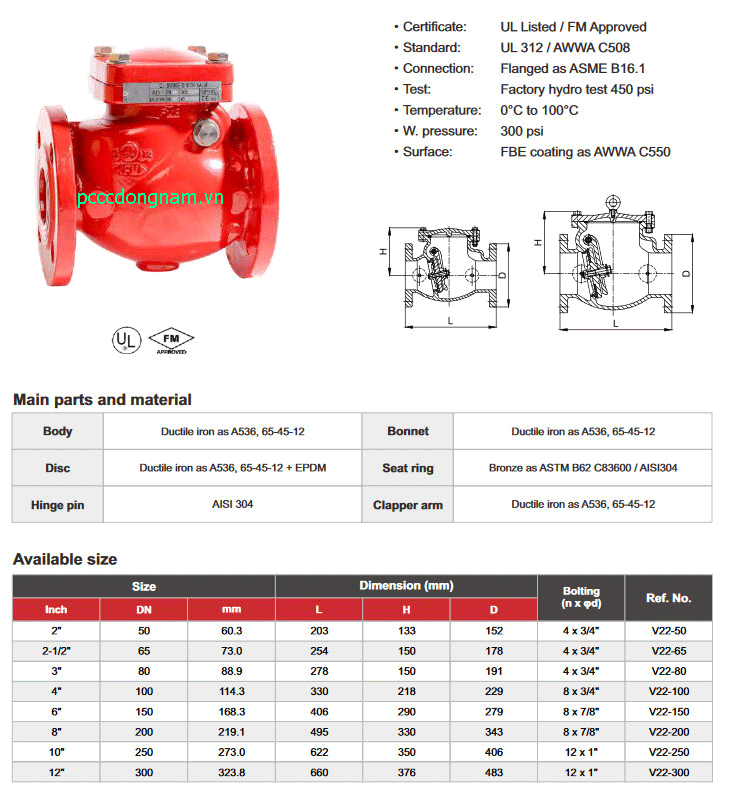 Check valve, Flanged swing check valve