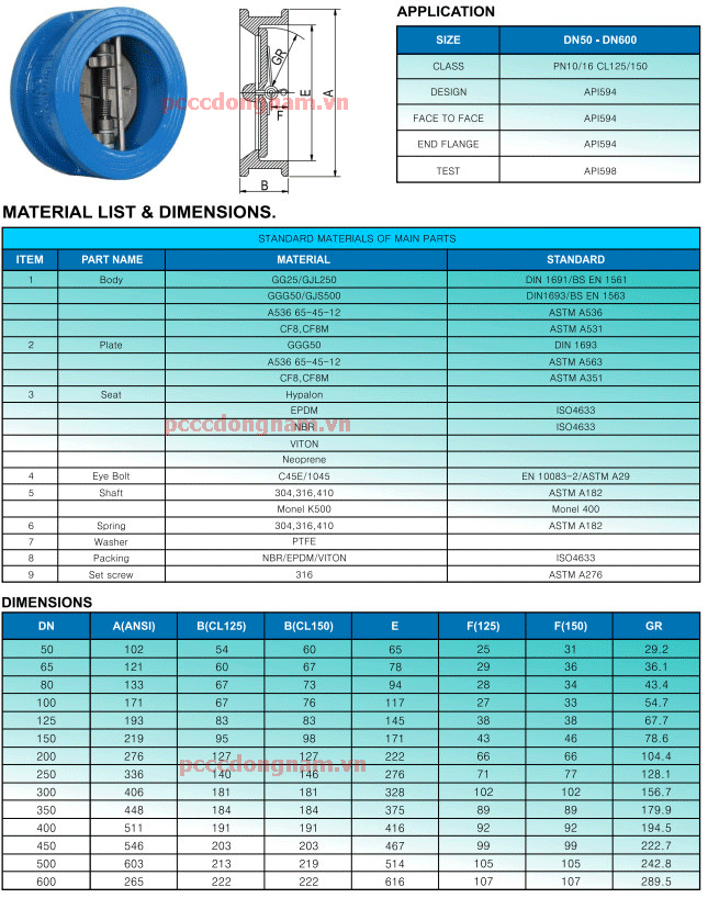 Check valve, van 1 chiều, van cánh bướm