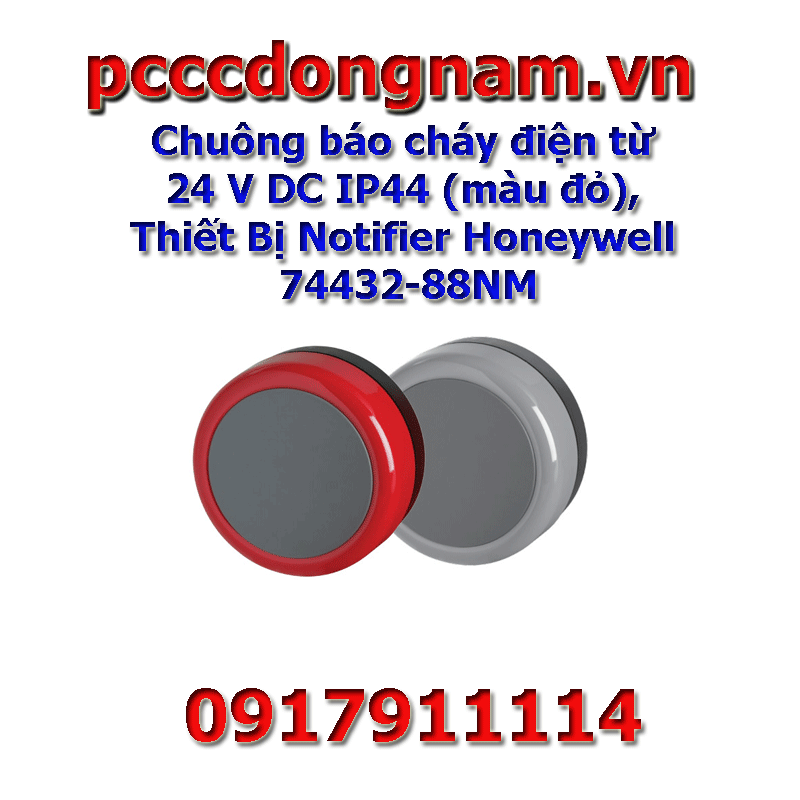 Chuông báo cháy điện từ 24 V DC IP44 (màu đỏ), Thiết Bị Notifier Honeywell 74432-88NM