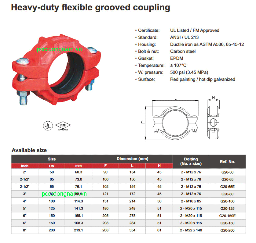 High-duty flexible grooved coupling pccc (Heavy-duty flexible grooved coupling)