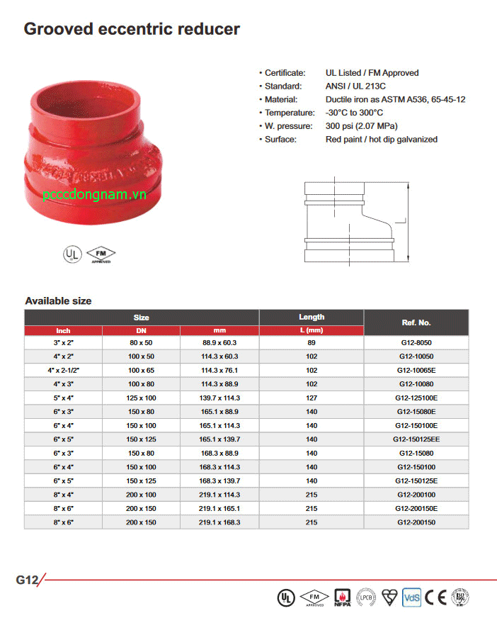 Khớp nối cứng rãnh giảm tốc (eccentric reducer)