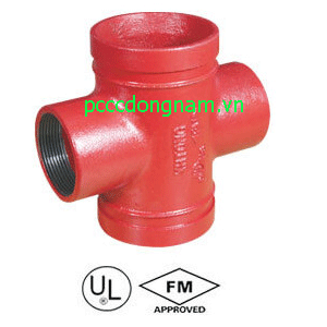 Khớp nối ren chéo giảm (Grooved reducing cross with threaded branch)