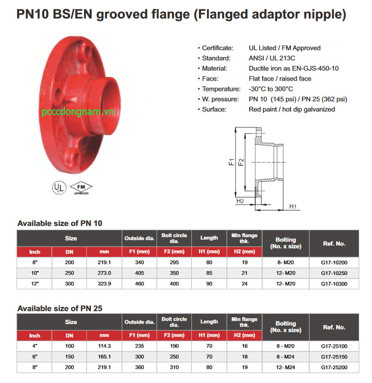 Mặt bích khớp nối rãnh chuyển đổi