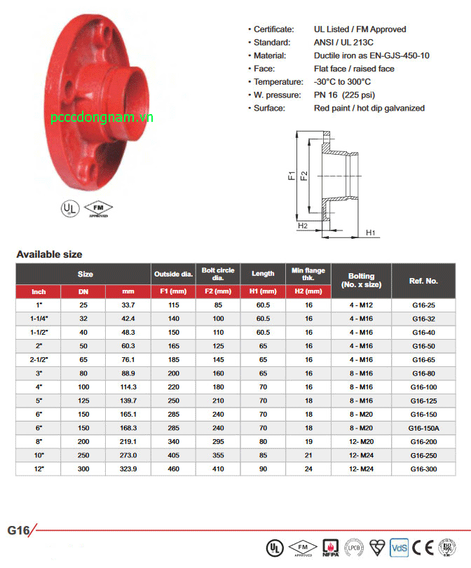 Flange flange PN16 BS/ EN