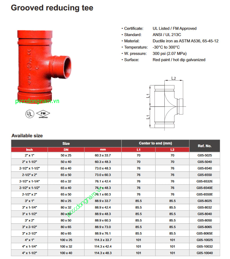Grooved reducing tee