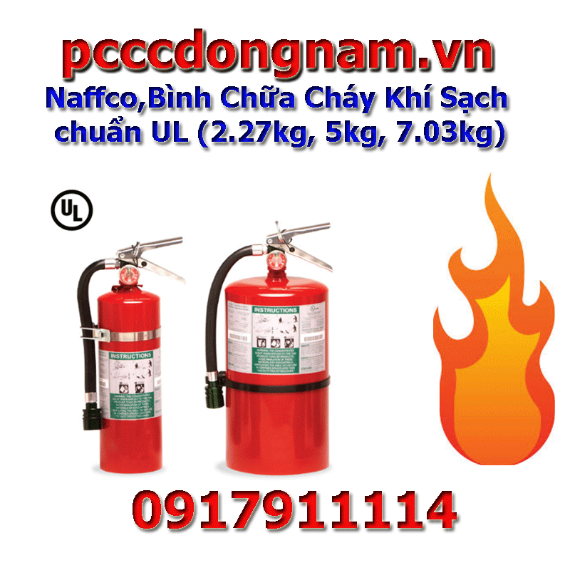Naffco,Bình Chữa Cháy Khí Sạch chuẩn UL (2.27kg, 5kg, 7.03kg)