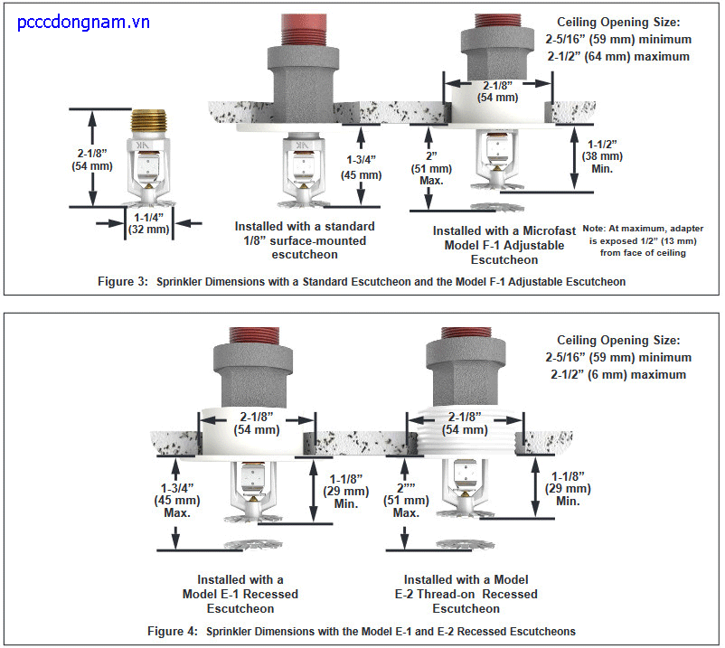 Sprinkler Viking thẳng đứng hướng xuống VK008
