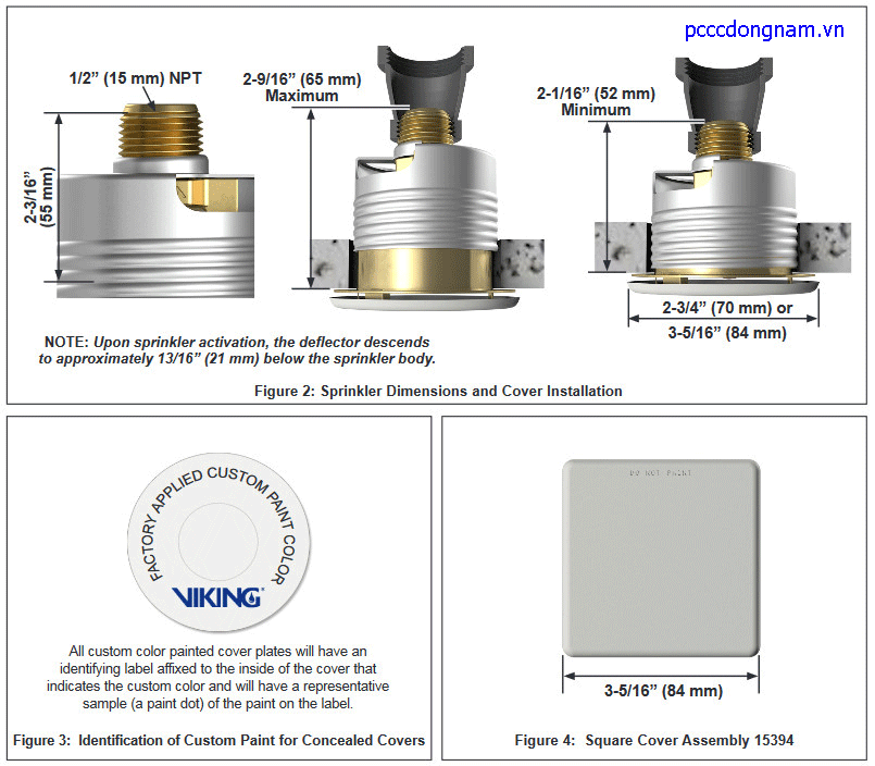 VK492 Đầu phun nước Viking phản ứng tiêu chuẩn che giấu k5.6