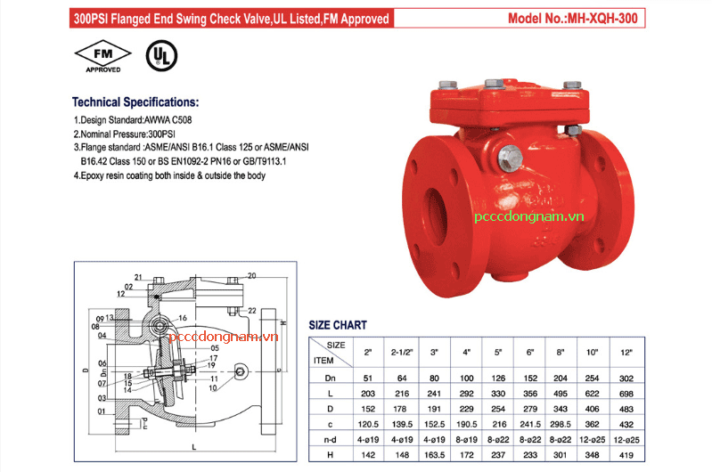 Van 1 chiều Check valve Van 1 chiều MH-XQH-300