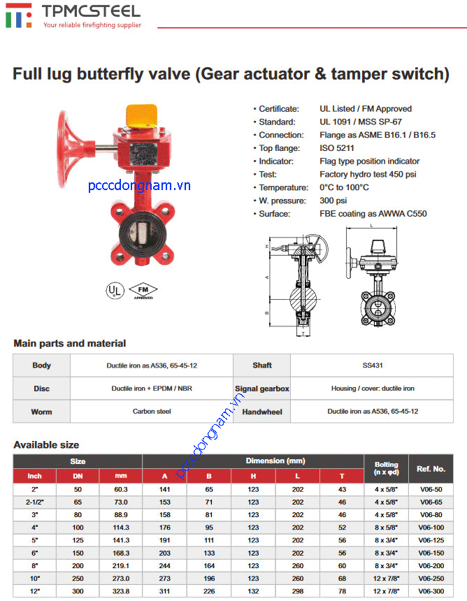 Van bướm, Full lug butterfly valve