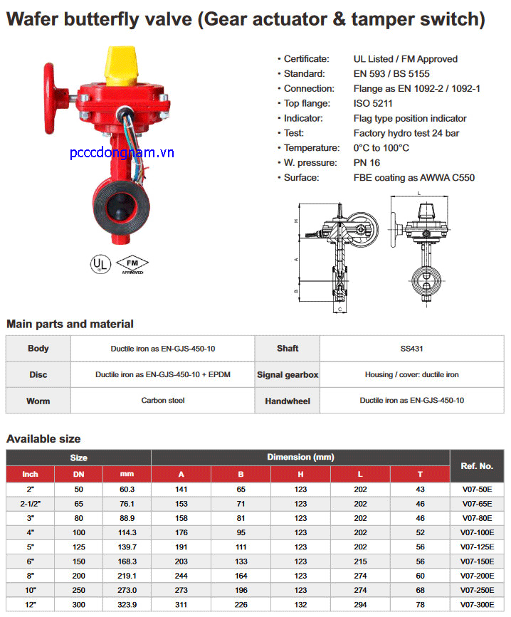 Van bướm. butterfly valve Wafer