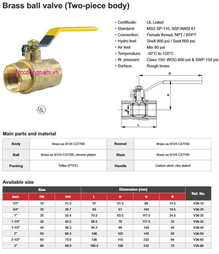 Van bi, Brass ball valve