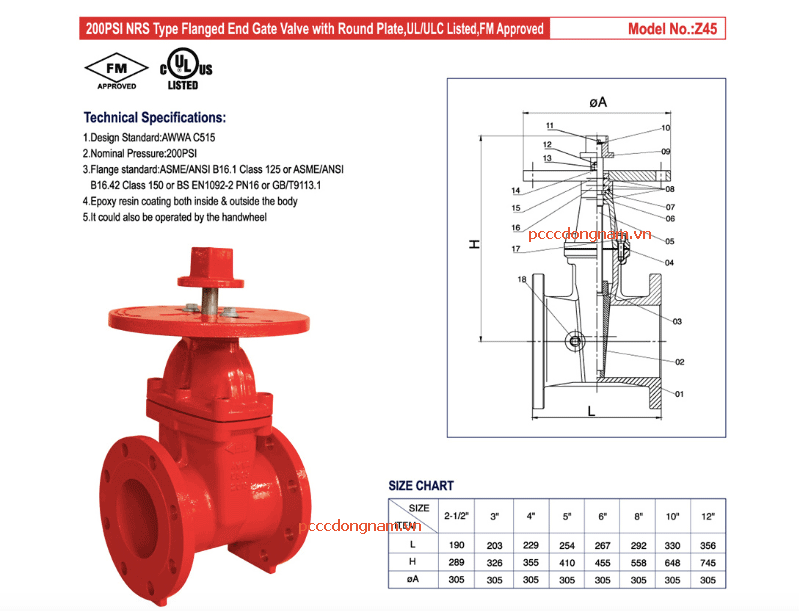 Van cổng mặt bích Z45 Ning Jin AP
