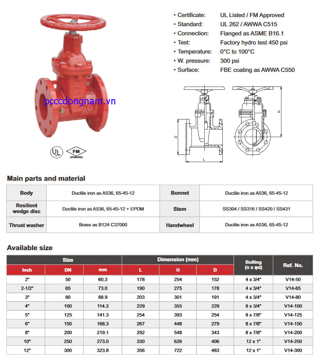 Van pccc Van cổng mặt bích NRS