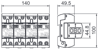 Combination arrester 3-pole + NPE with function display