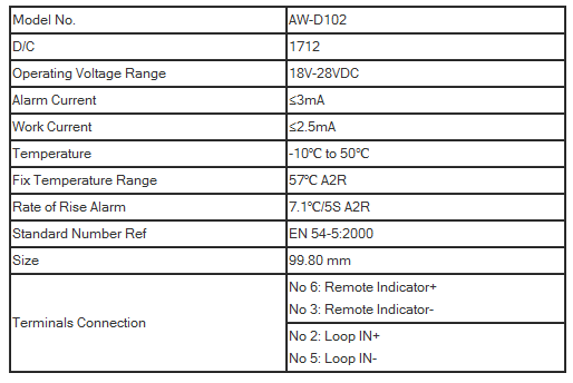Addressable Heat Detector AW-D102