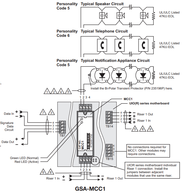 GSA-MCC1 Single Input (Riser) Signal Module