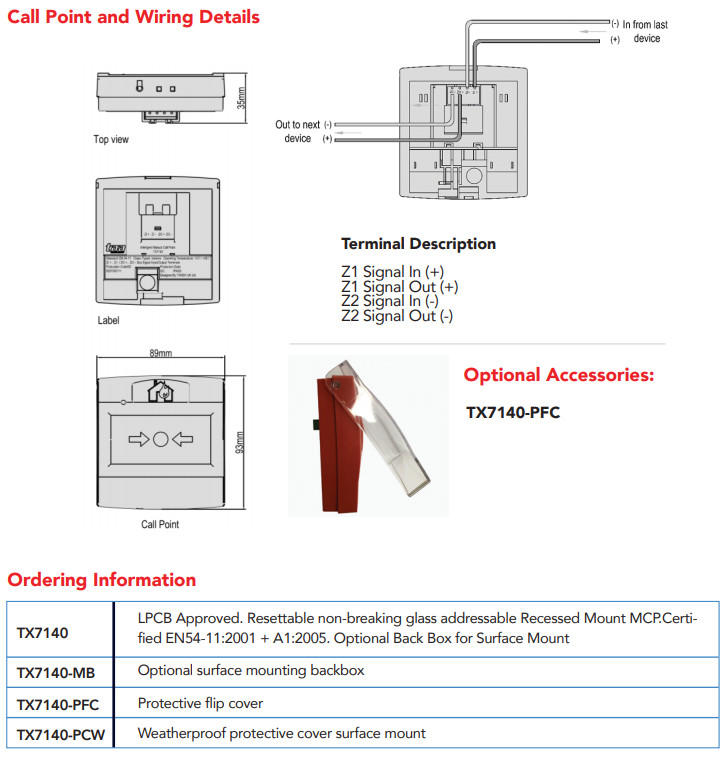 Nút nhấn khẩn cấp TX7140,Thiet Bi Bao Chay Tanda